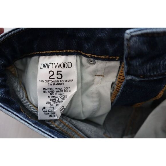 Driftwood Women Sz 25 Med. Wash Colette Floral Embroidered Cuffed Crop Jeans - Picture 4 of 10